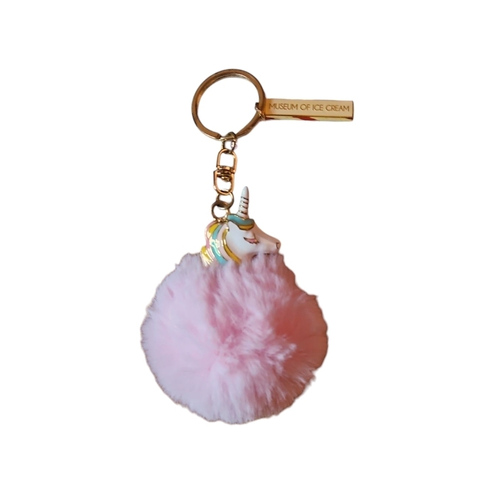 Pink Unicorn Pom Pom Keychain Or Bag Charm, NWOT